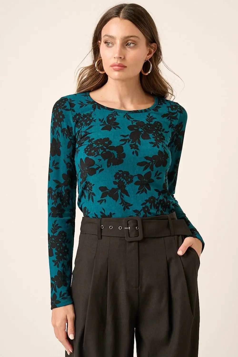 Mittoshop Flower Print Long Sleeve Knit Top - Trendsi - Flyclothing LLC