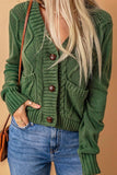 Cable-Knit Button Down V-Neck Cardigan - Trendsi - Flyclothing LLC