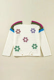 Flower Round Neck Long Sleeve Sweater - Trendsi - Flyclothing LLC