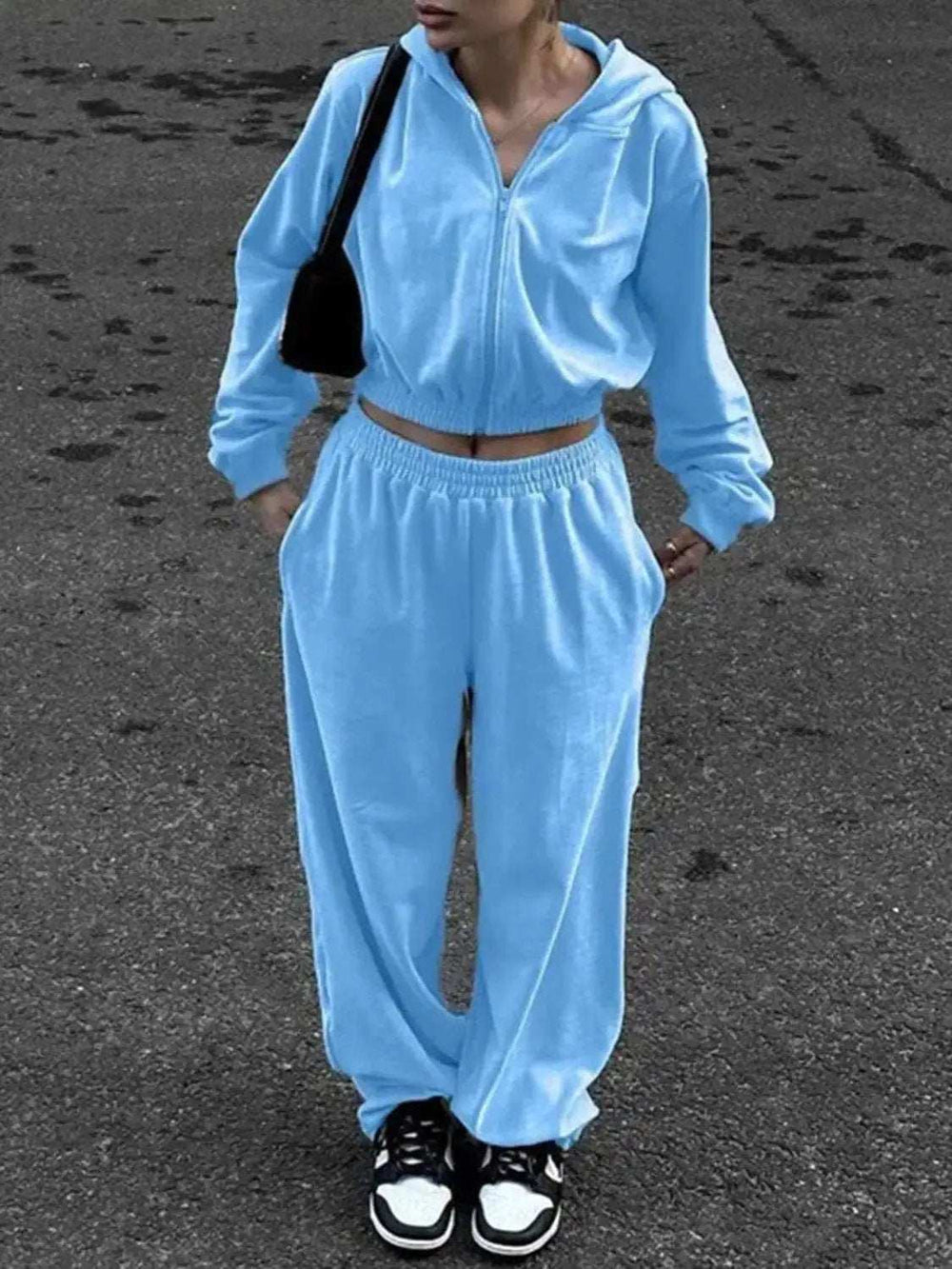 Zip Up Hoodie and Pocketed Pants Set - Trendsi - Flyclothing LLC