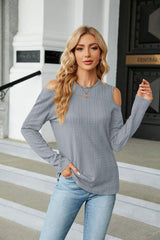Dropped Shoulder Long Sleeve Blouse - Trendsi - Flyclothing LLC