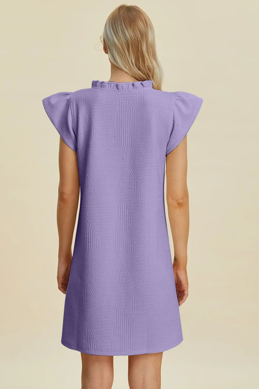 Double Take Full Size Ruffled V-Neck Cap Sleeve Dress - Trendsi - Flyclothing LLC