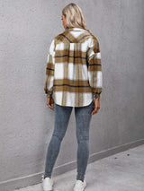 Ivy Lane Plaid Long Sleeve Shirt Jacket - Trendsi - Flyclothing LLC