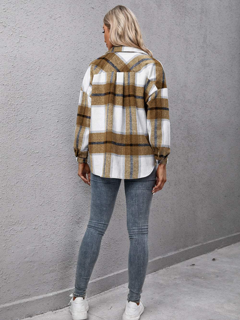 Ivy Lane Plaid Long Sleeve Shirt Jacket - Trendsi - Flyclothing LLC
