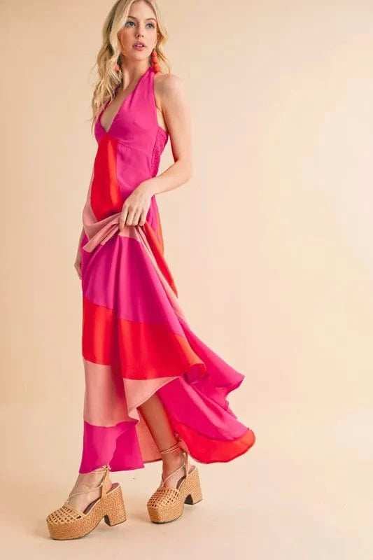 Aemi+Co Color Block Sleeveless Maxi Dress - Trendsi - Flyclothing LLC