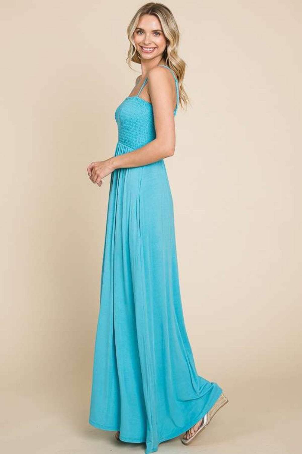 Culture Code Full Size Smocked Cami Maxi Dress with Pockets - Trendsi - Flyclothing LLC
