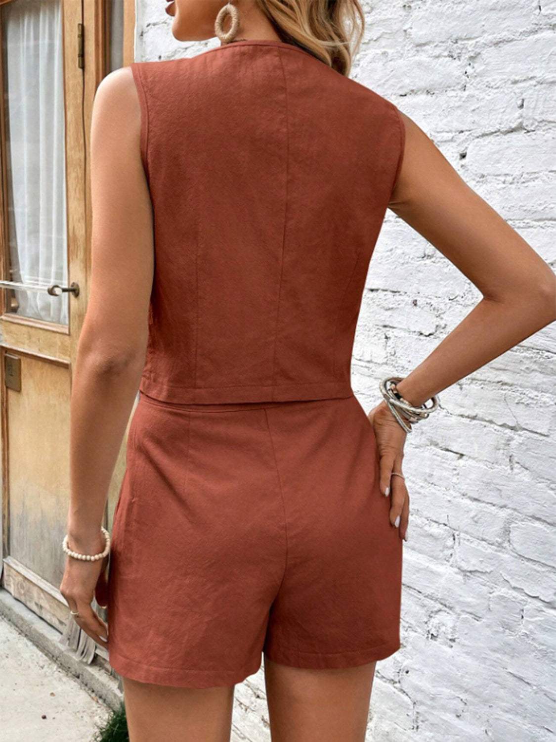 Scoop Neck Sleeveless Top and Shorts Set - Trendsi - Flyclothing LLC