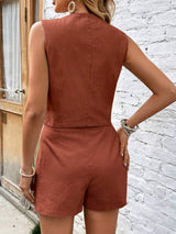Scoop Neck Sleeveless Top and Shorts Set - Trendsi - Flyclothing LLC