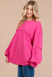 Ces Femme Exposed Seam Long Sleeve Sweatshirt - Trendsi