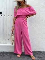 Off-Shoulder Wide Leg Jumpsuit - Trendsi - Flyclothing LLC