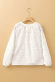 Eyelet V-Neck Long Sleeve Blouse - Trendsi - Flyclothing LLC