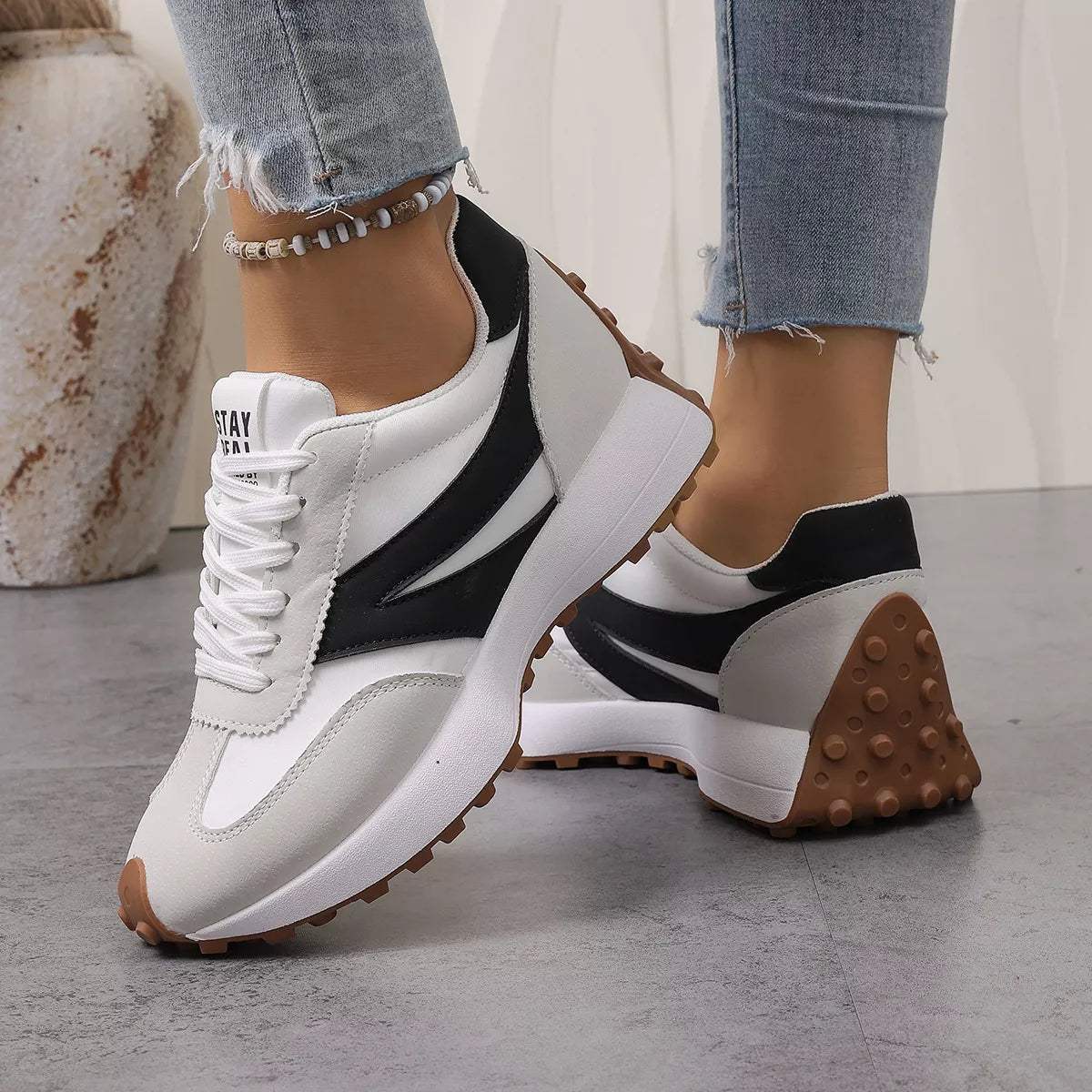 Color‑Blocked Platform Casual Sneakers - Trendsi - Flyclothing LLC