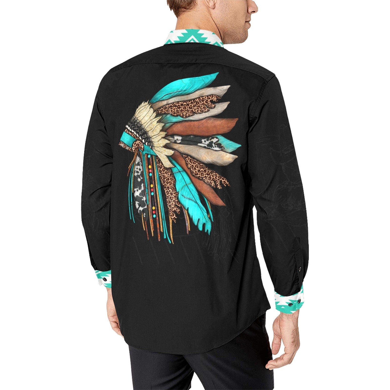 Baha Ranch Indian Headdress Unisex Western Button UP Shirt