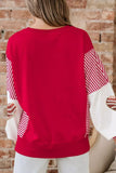 Color Block Striped Patchwork Valentines Day Sequin Heart Graphic Sweatshirt - Trendsi - Flyclothing LLC