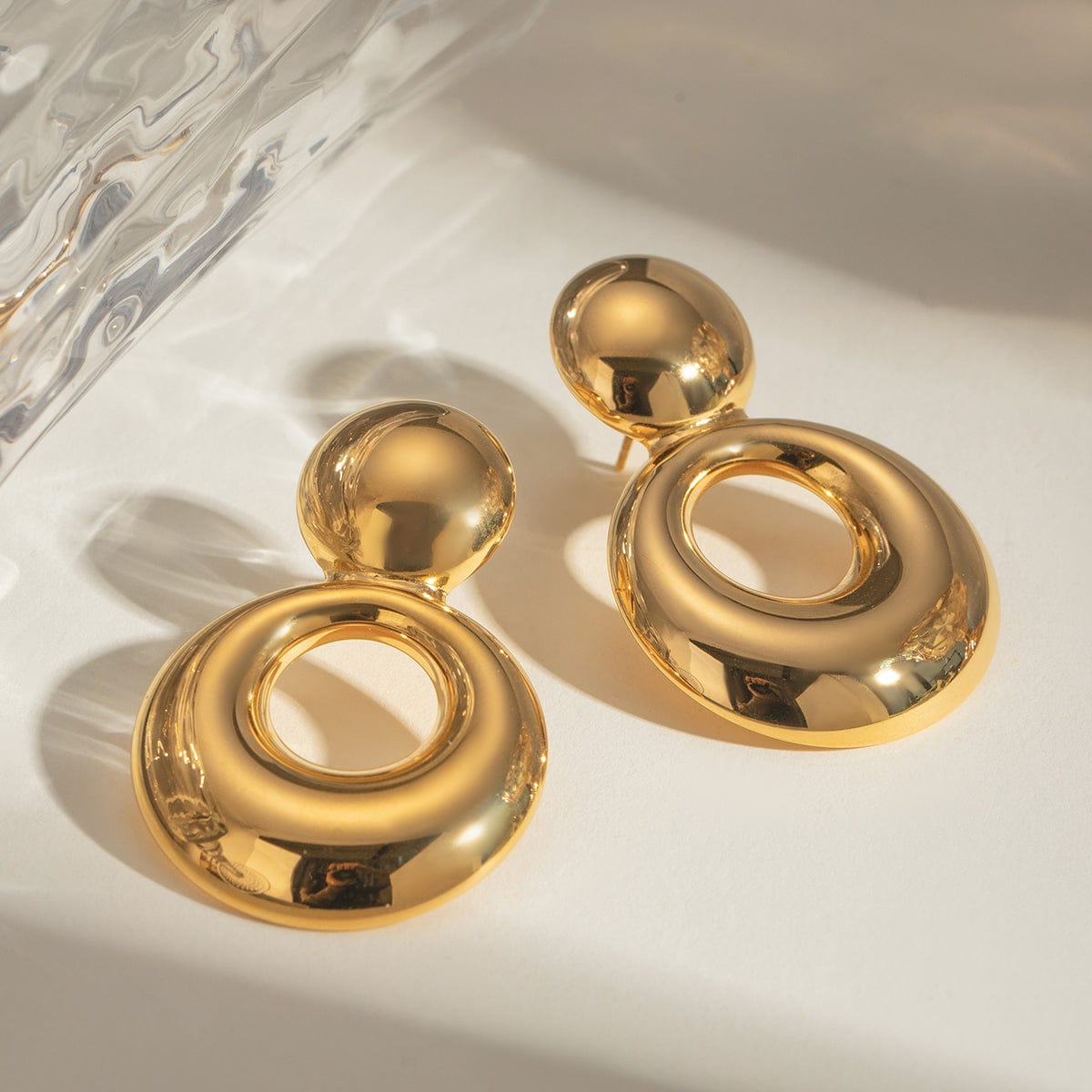 18K Gold-Plated Cutout Earrings - Trendsi