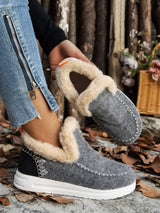 Furry Suede Round Toe Flat Sneakers - Trendsi - Flyclothing LLC