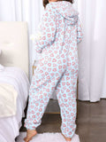 Printed Zip Up Long Sleeve Hooded Lounge Jumpsuit - Trendsi - Flyclothing LLC