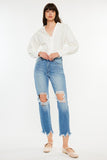 Kancan Distressed Frayed Hem Cropped Jeans - Trendsi