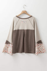Floral Half Button Long Sleeve T-Shirt - Trendsi - Flyclothing LLC