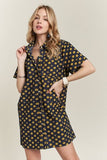 ADORA Floral Button-Up Mini Denim Dress - Trendsi