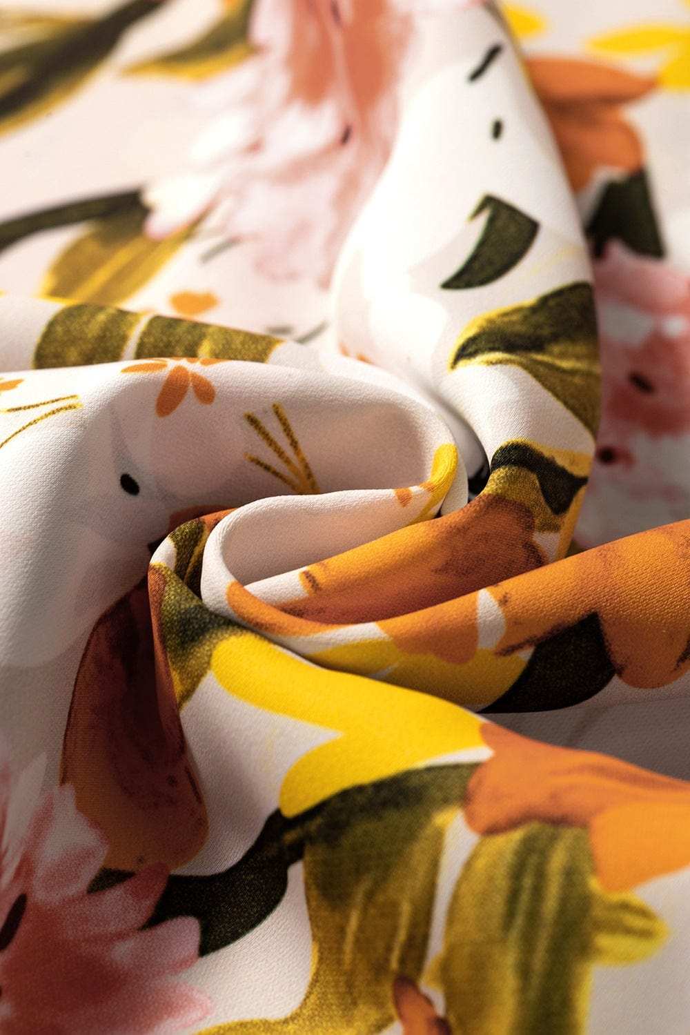 Ruffled Notched Short Sleeve Floral Blouse - Trendsi - Flyclothing LLC