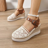 Round Toe Wedge Sandals - Trendsi