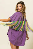 BiBi Vintage Washed Fleur Mardi Gras Top - Trendsi - Flyclothing LLC