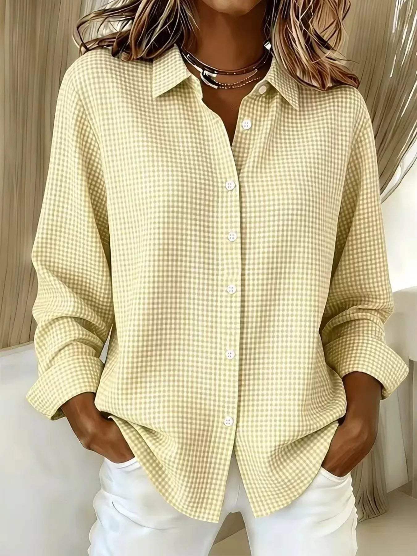 Full Size Plaid Button Up Long Sleeve Shirt Plus Size - Trendsi - Flyclothing LLC