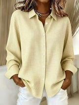 Full Size Plaid Button Up Long Sleeve Shirt Plus Size - Trendsi - Flyclothing LLC
