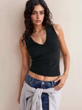 Solid V-Neck Tank - Trendsi - Flyclothing LLC
