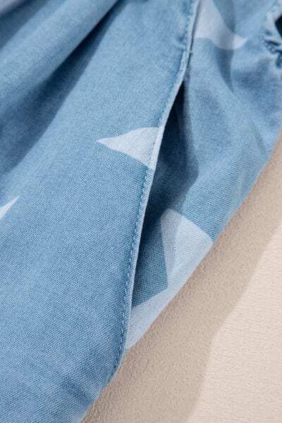 Star Print Square Neck Denim Overalls - Trendsi - Flyclothing LLC