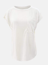 Full Size Round Neck Cap Sleeve T-Shirt - Trendsi - Flyclothing LLC