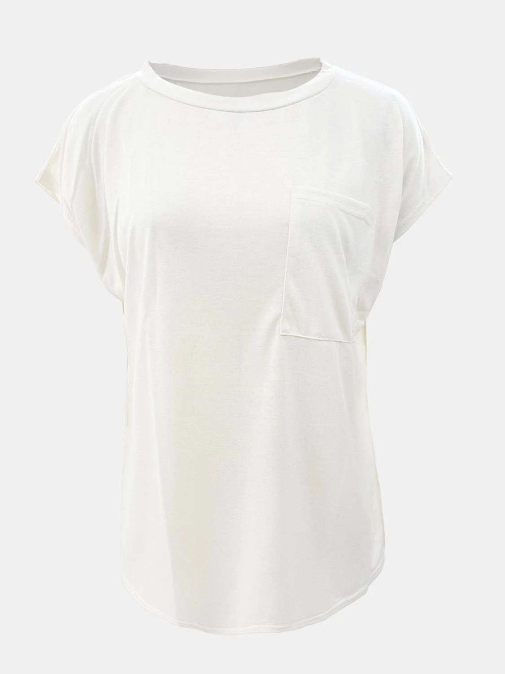 Full Size Round Neck Cap Sleeve T-Shirt - Trendsi - Flyclothing LLC