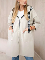 Full Size Hooded Zip-Up Longline Outerwear Plus Size - Trendsi - Flyclothing LLC