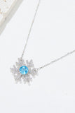 925 Sterling Silver Topaz Snowflake Shape Necklace - Trendsi