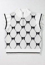 Bow Half Zip Sweater Vest - Trendsi - Flyclothing LLC