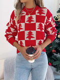 Christmas Tree Checkerboard Pattern Sweater - Trendsi - Flyclothing LLC