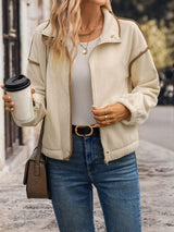 Perfee Zip Up Dropped Shoulder Polar Fleece Jacket - Trendsi - Flyclothing LLC