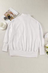 Half Zip Pocketed Dropped Shoulder Sweatshirt - Trendsi - Flyclothing LLC