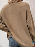 Button Detail Long Sleeve Knit Top - Trendsi - Flyclothing LLC