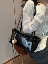 Solid Color Leather Shoulder Bag - Trendsi - Flyclothing LLC