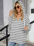 Drawstring Striped Long Sleeve Hoodie - Trendsi - Flyclothing LLC