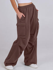Elastic Waist Wide Leg Pants with Pockets - Trendsi
