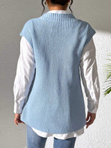 Flower V-Neck Sweater Vest - Trendsi - Flyclothing LLC