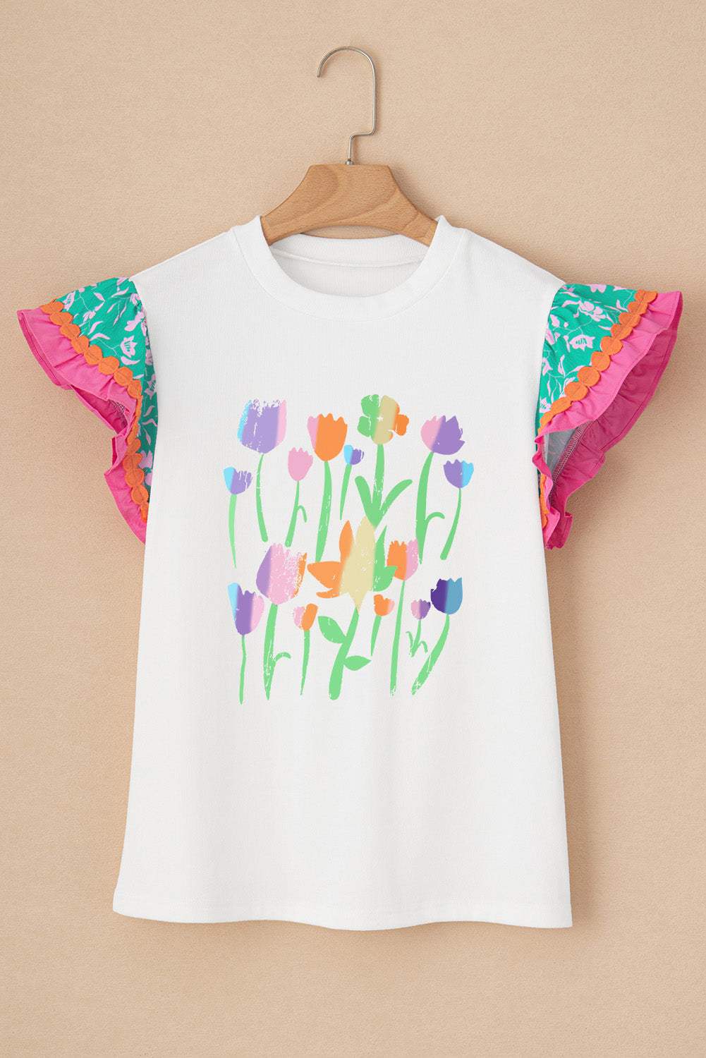 Ruffled Round Neck Cap Sleeve Top - Trendsi - Flyclothing LLC