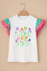 Ruffled Round Neck Cap Sleeve Top - Trendsi - Flyclothing LLC