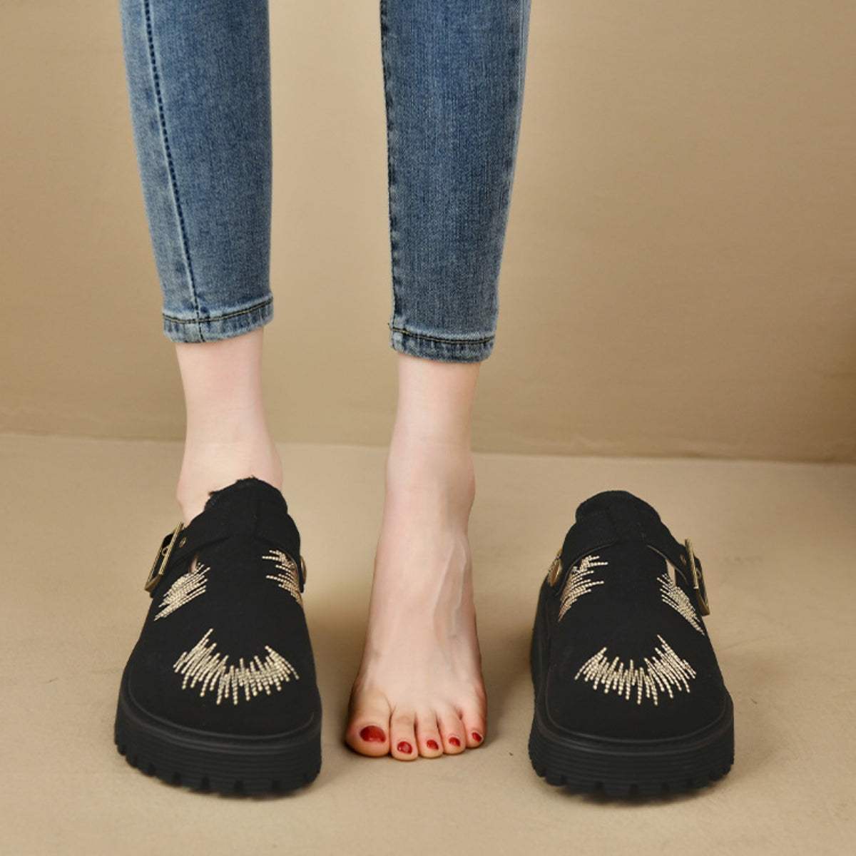 Round Toe Platform Loafers - Trendsi - Flyclothing LLC