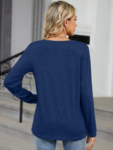 Notched Long Sleeve T-Shirt - Trendsi - Flyclothing LLC