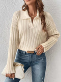 Johnny Collar Long Sleeve Sweater - Trendsi - Flyclothing LLC