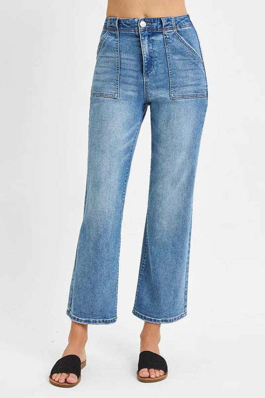 RISEN Full Size High Waisted Bootcut Cropped Jeans Plus Size - Trendsi - Flyclothing LLC